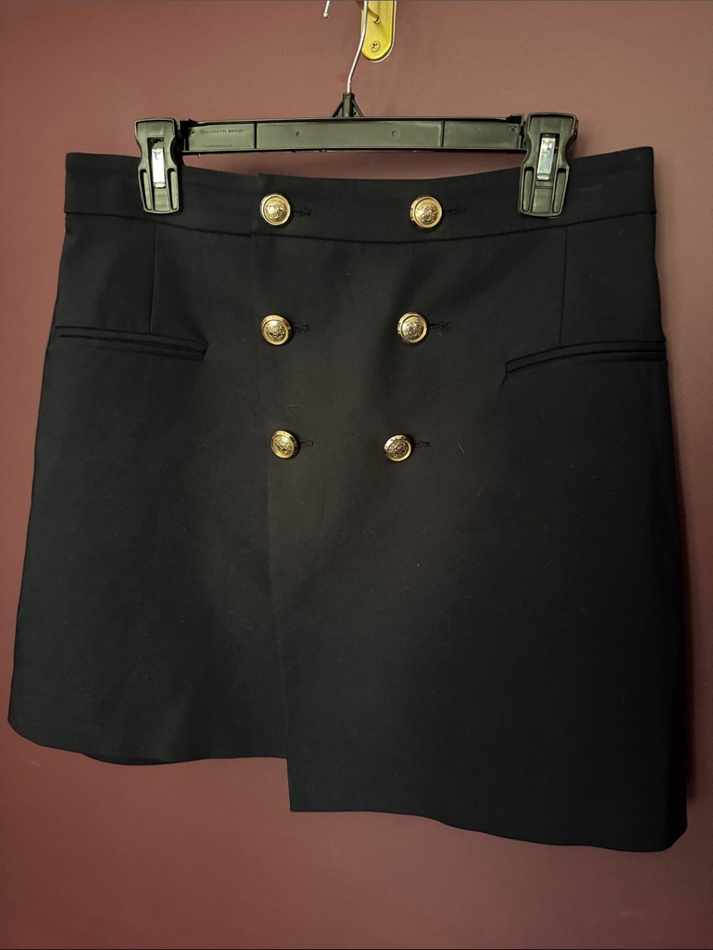 Zara Basic Navy Mini Skirt with Gold Buttons